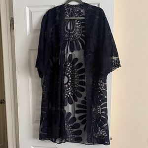 Navy Blue Lace Kimono Cardigan